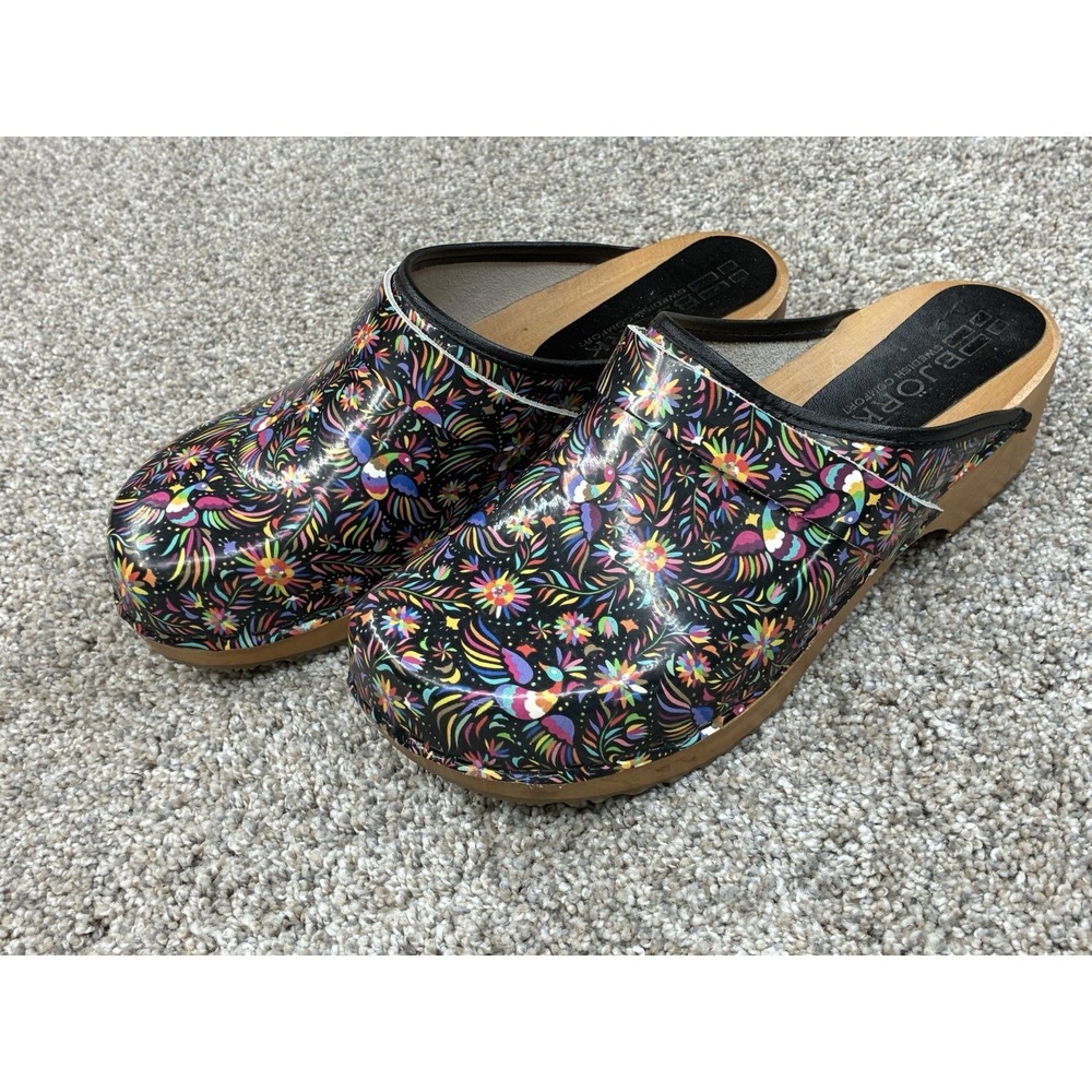 Bjork Swedish Wooden clogs Size 9 EU 40 Peace Paisley Clogs